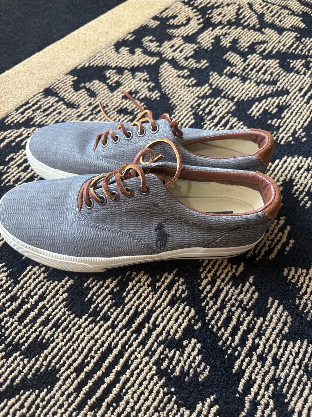 Polo by Ralph Lauren Men's Canvas Sneakers in Gray and Taupe